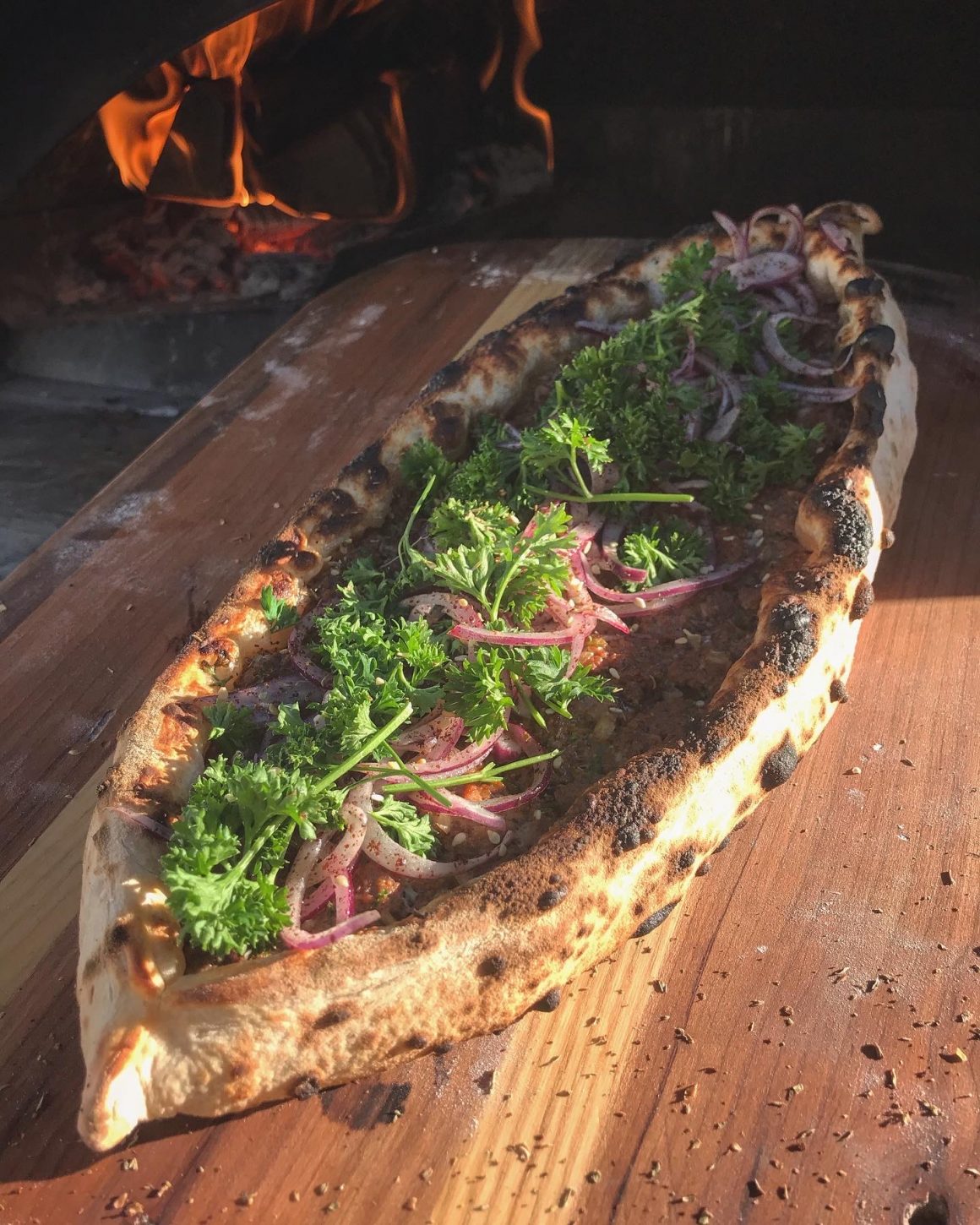 Sourdough Turkish Pide With Fragrant Spiced Lamb And Sumac Onions. Matthew James Duffy