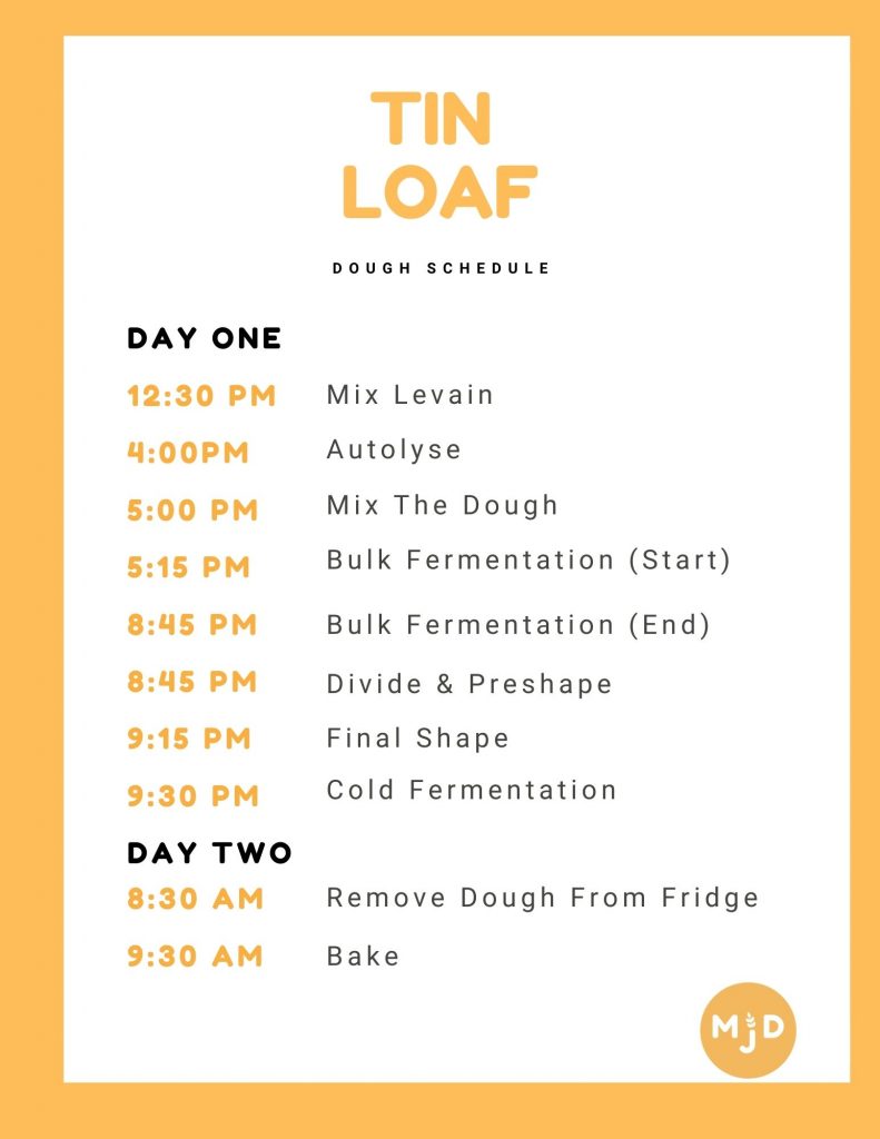 Sourdough tin loaf dough schedule