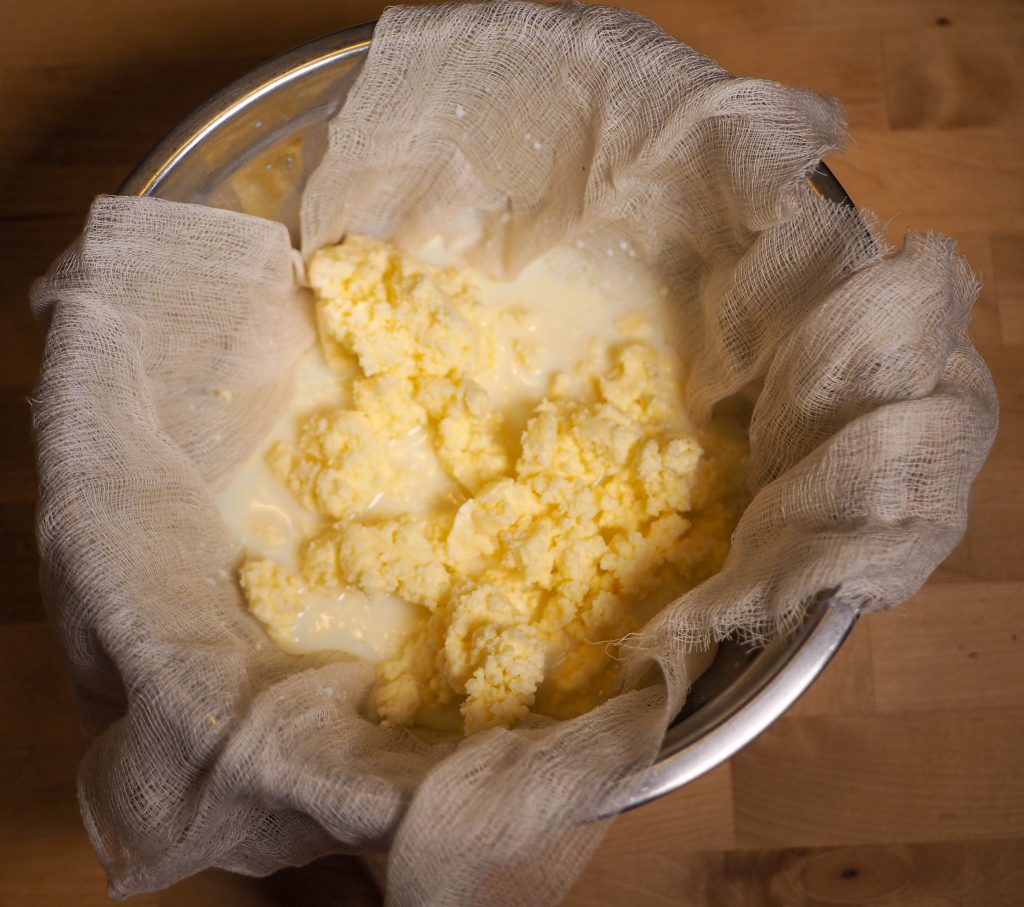 Straining cultured butter